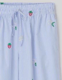 Pantalon rayé brodé