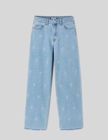 Jean wide leg brodé