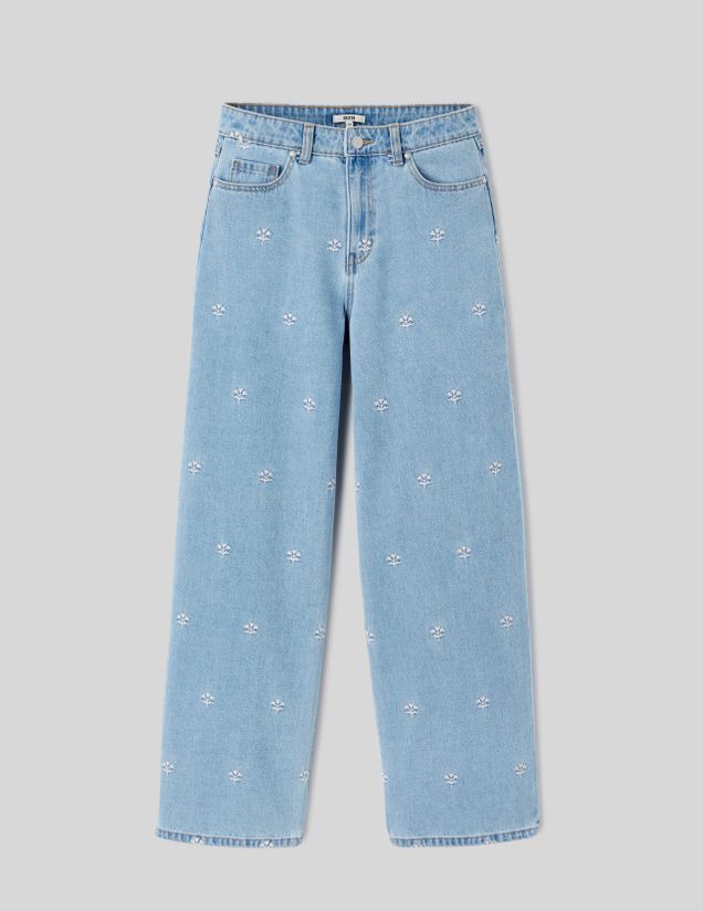 Jean wide leg brodé