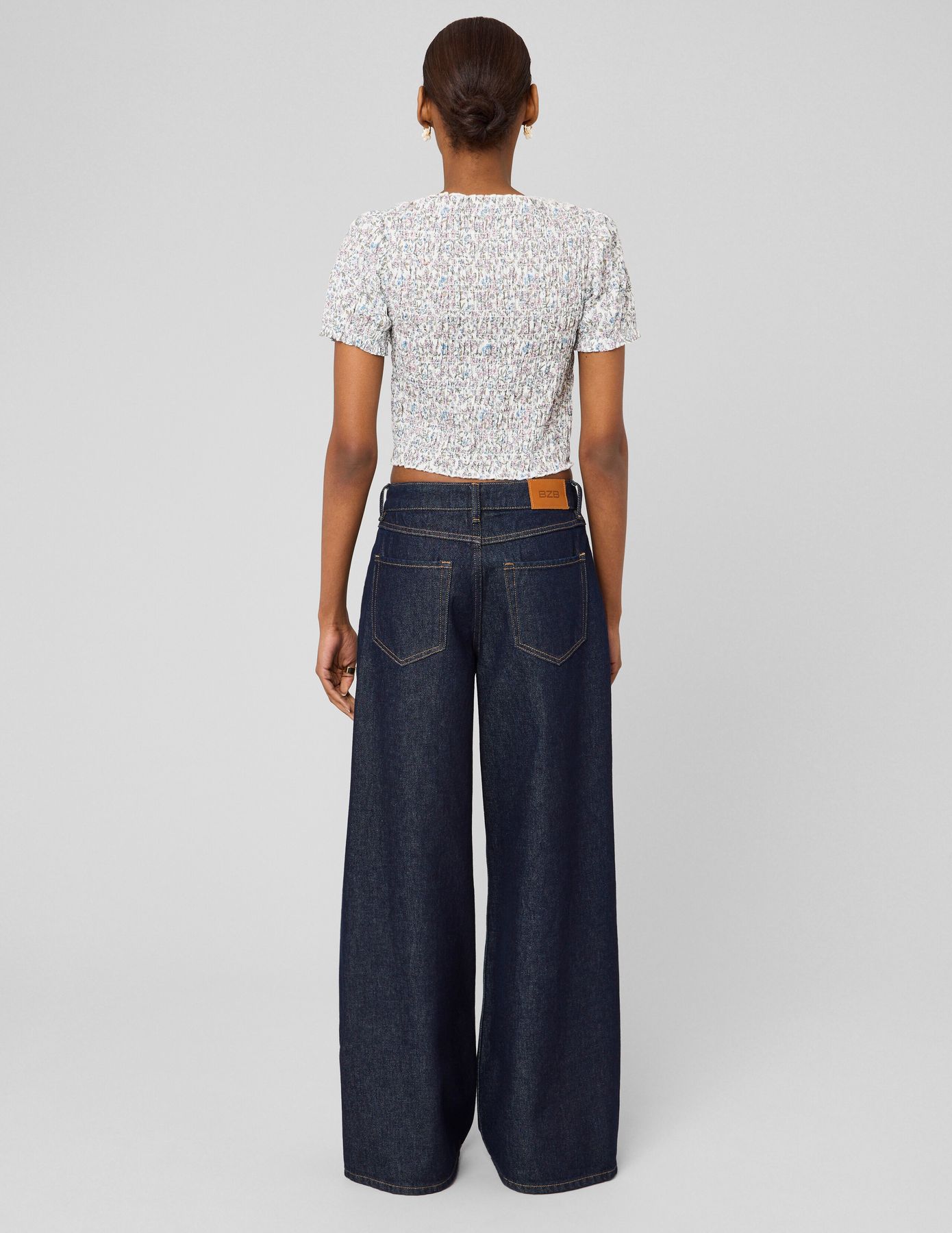 Top smock&eacute; &agrave; imprim&eacute;