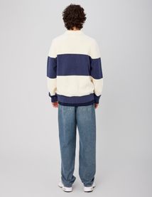 Pull col polo &agrave; rayures