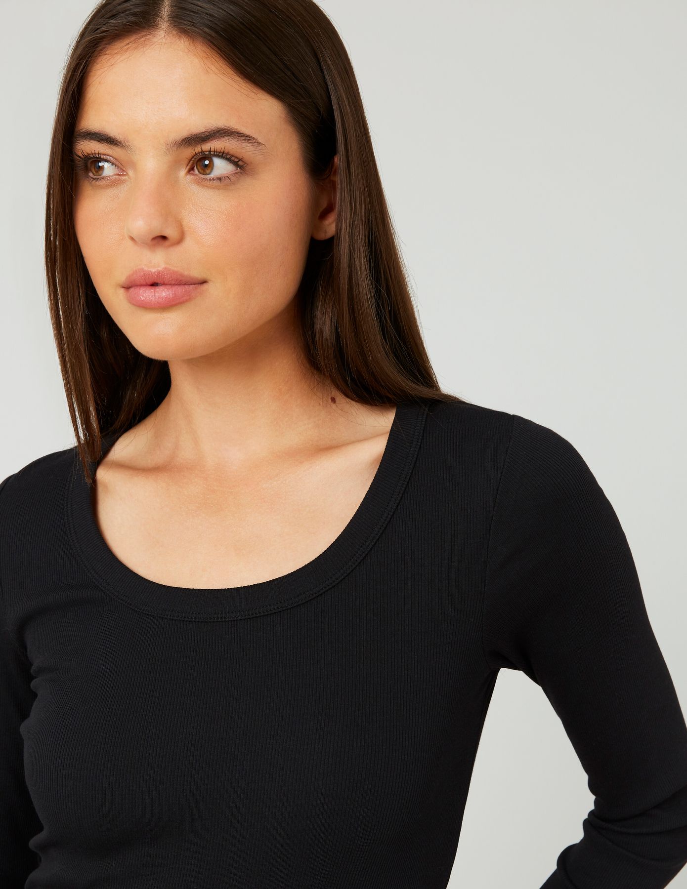 T-shirt côtelé manches longues