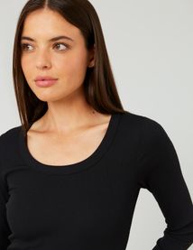 T-shirt côtelé manches longues