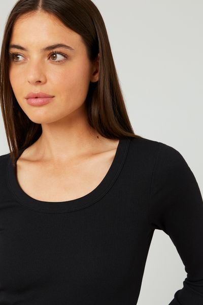 T-shirt côtelé manches longues