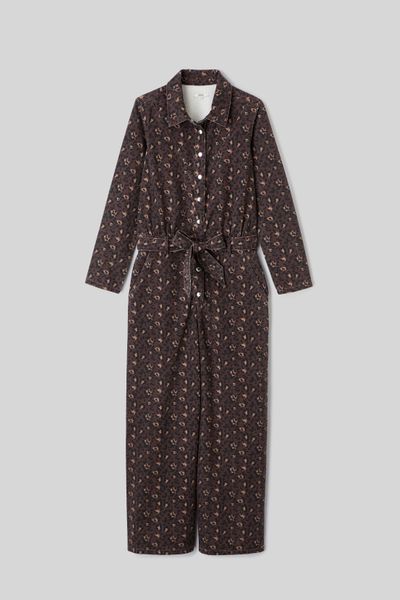 Combinaison en denim imprimé léopard