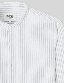 Chemise rayée col mao