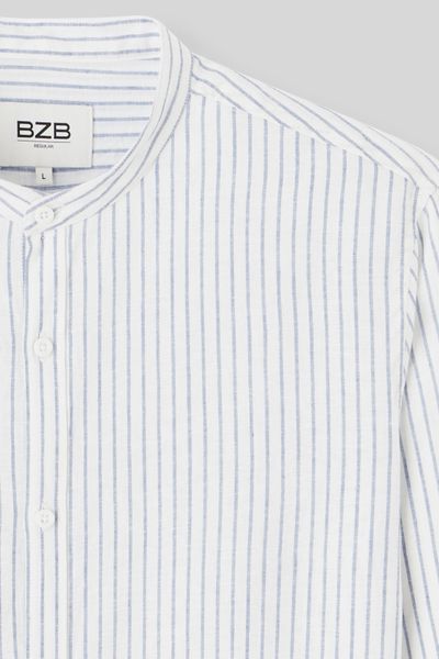 Chemise rayée col mao