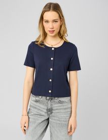 T-shirt boutonn&eacute;