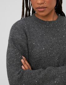 Pull col rond paillet&eacute;