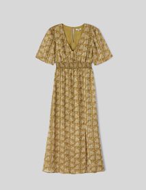 Robe longue imprim&eacute;e en polyester recycl&eacute;