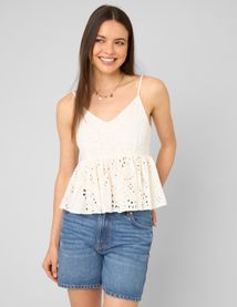 Top fines bretelles en broderie anglaise