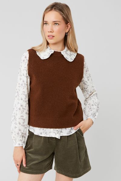 Pull sans manches bouclette