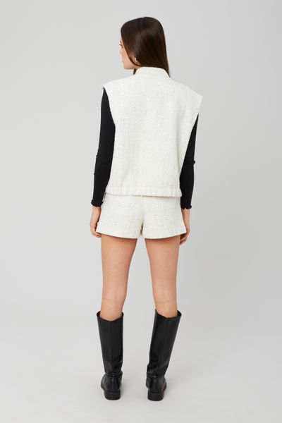 Short en tweed &agrave; sequins