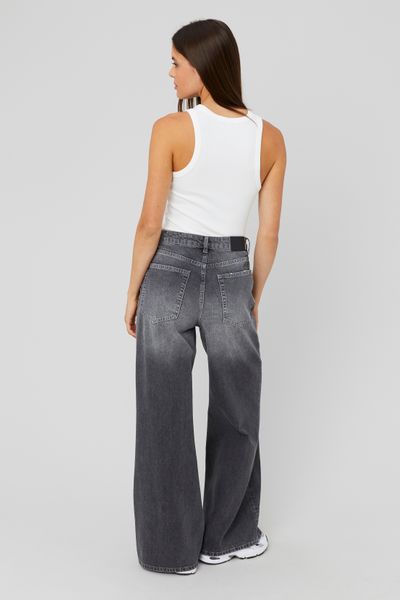 Jean wide leg ceinture asym&eacute;trique