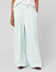 Pantalon fluide ceinture asym&eacute;trique