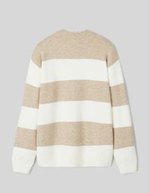 Pull col rond maxi rayures