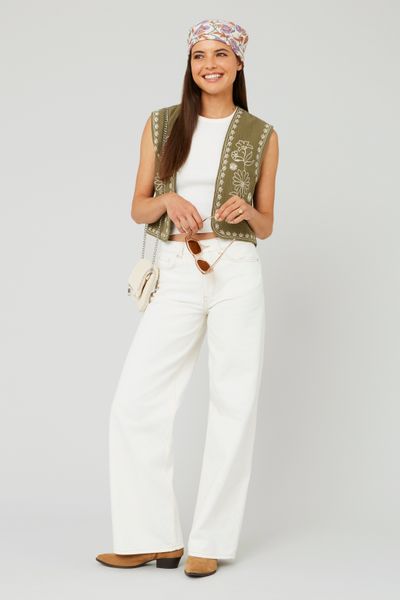 Veste sans manches brodée