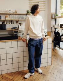 Loose jean ample &agrave; plis
