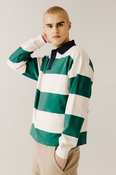 Sweat col polo &agrave; rayures