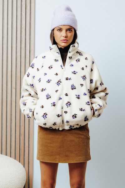 Blouson sherpa imprimé réversible