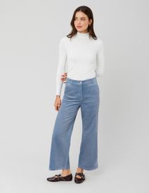 Pantalon wide leg velours cropped