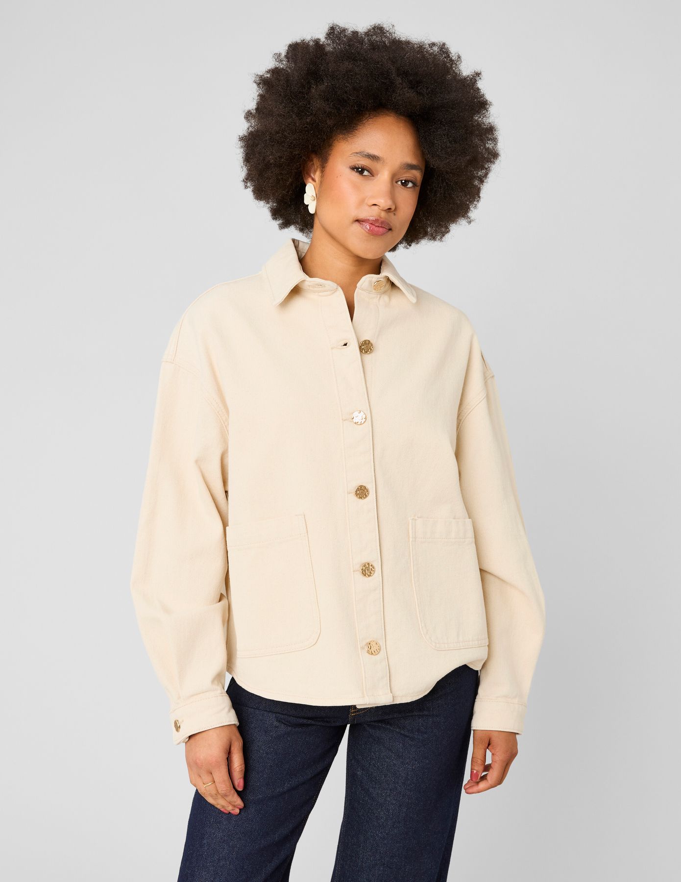 Veste twill boutons dor&eacute;s