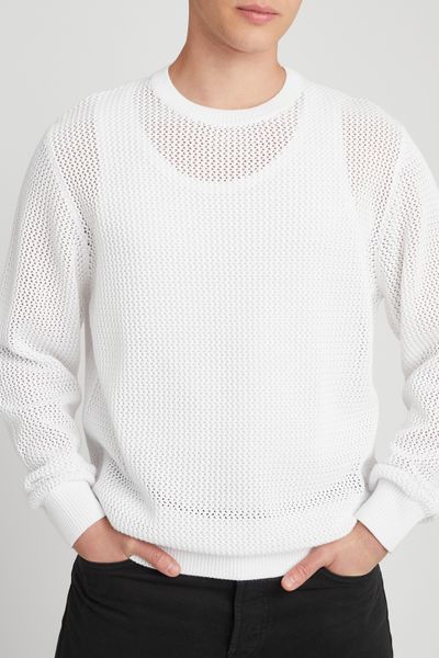 Pull col rond maille ajour&eacute;e