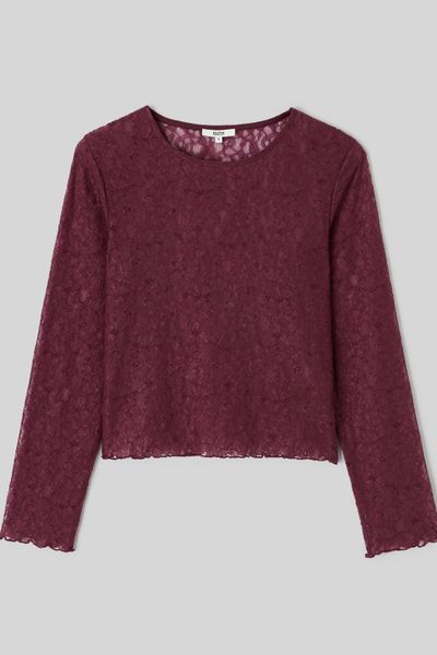 T-shirt manches longues en dentelle