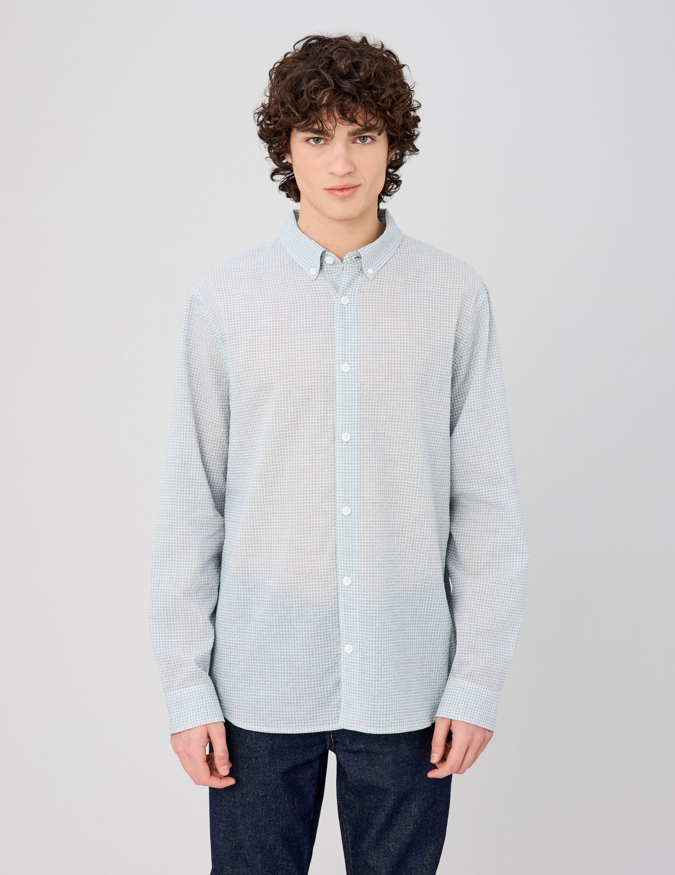 Chemise &agrave; carreaux seersucker