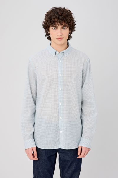 Chemise &agrave; carreaux seersucker