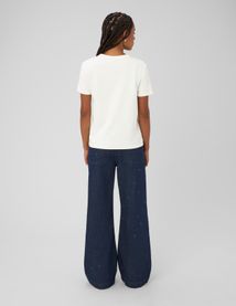 Jean wide leg brod&eacute;