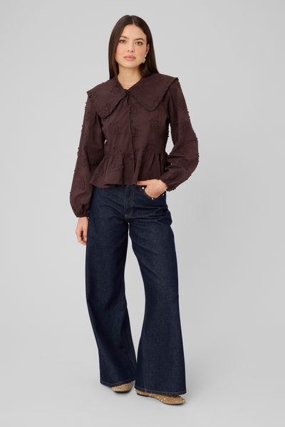 Chemise maxi col broderie 3D