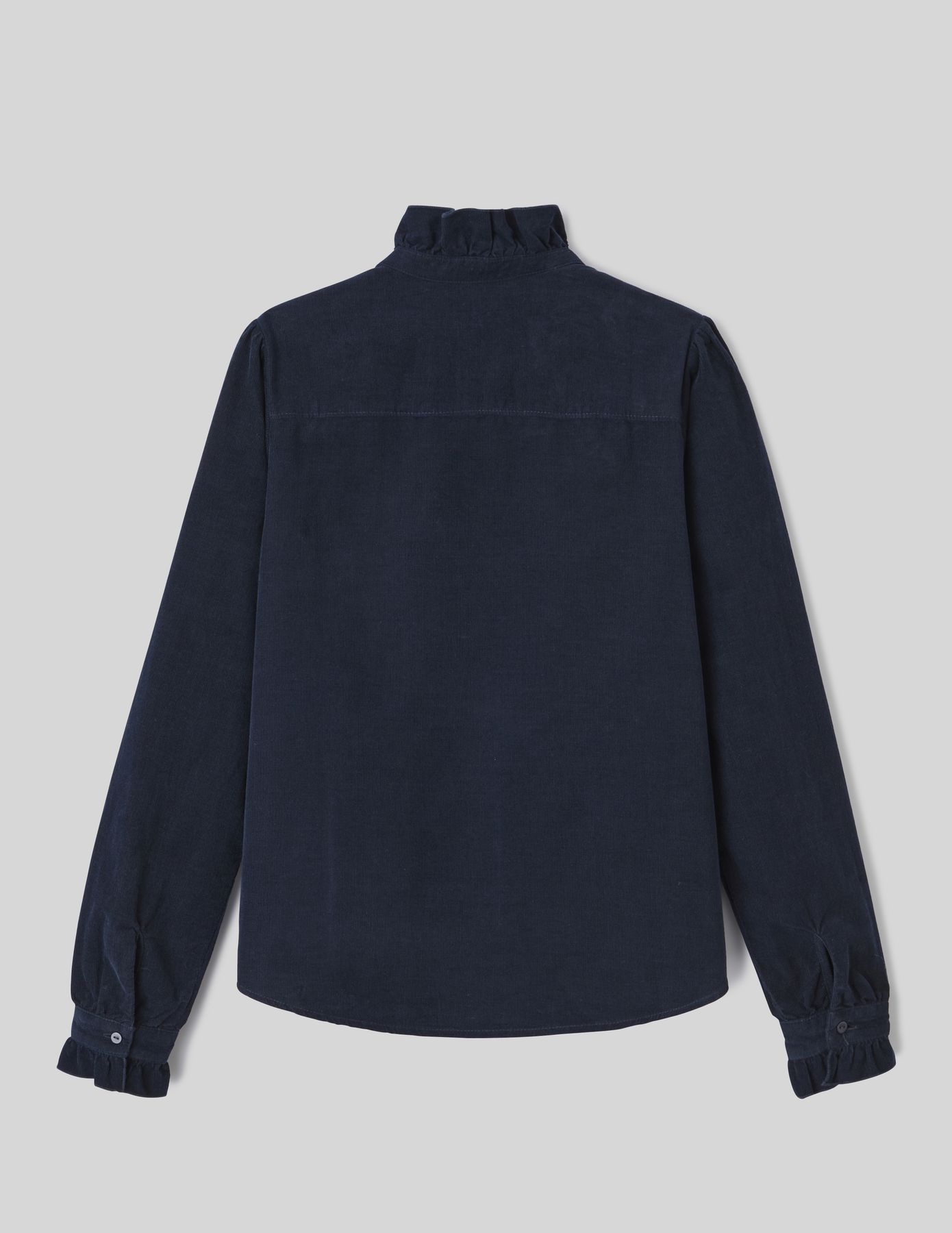 Blouse col montant en velours côtelé