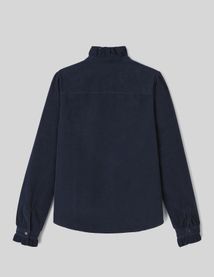 Blouse col montant en velours côtelé