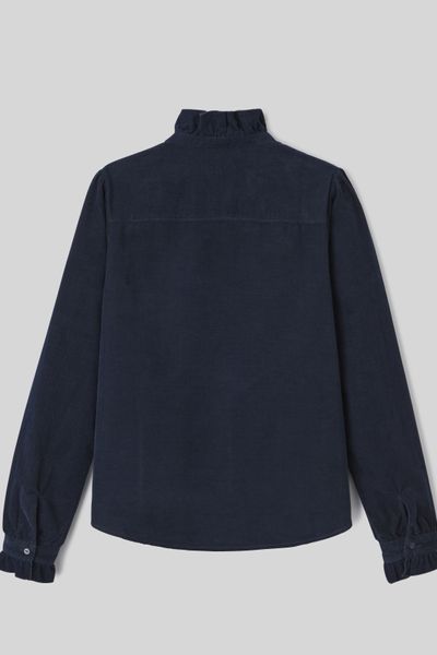 Blouse col montant en velours côtelé