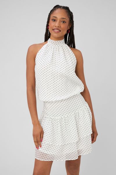 Robe courte imprim&eacute;e pois