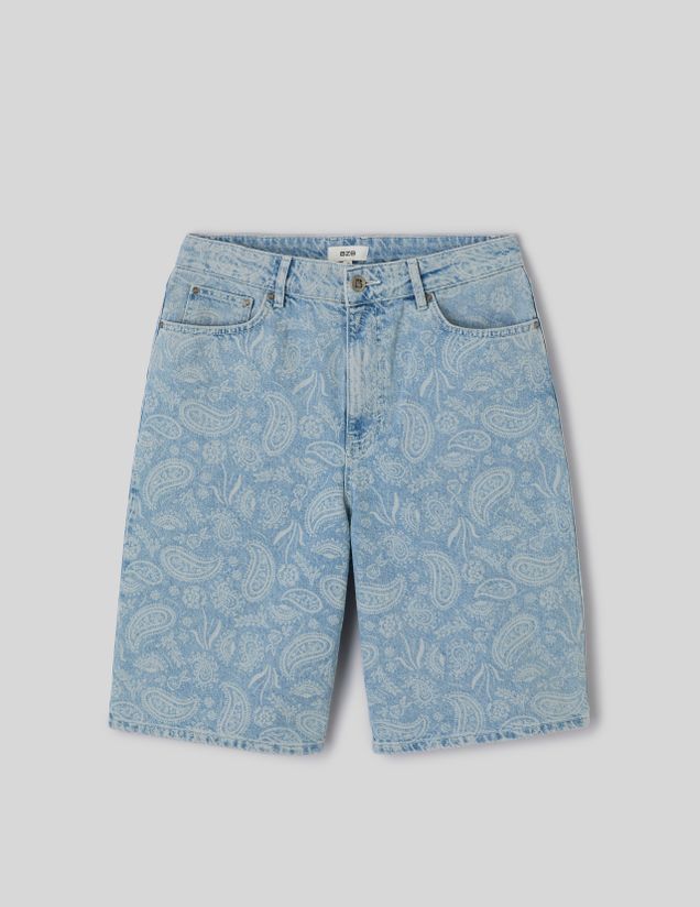 Bermuda en jean imprim&eacute;