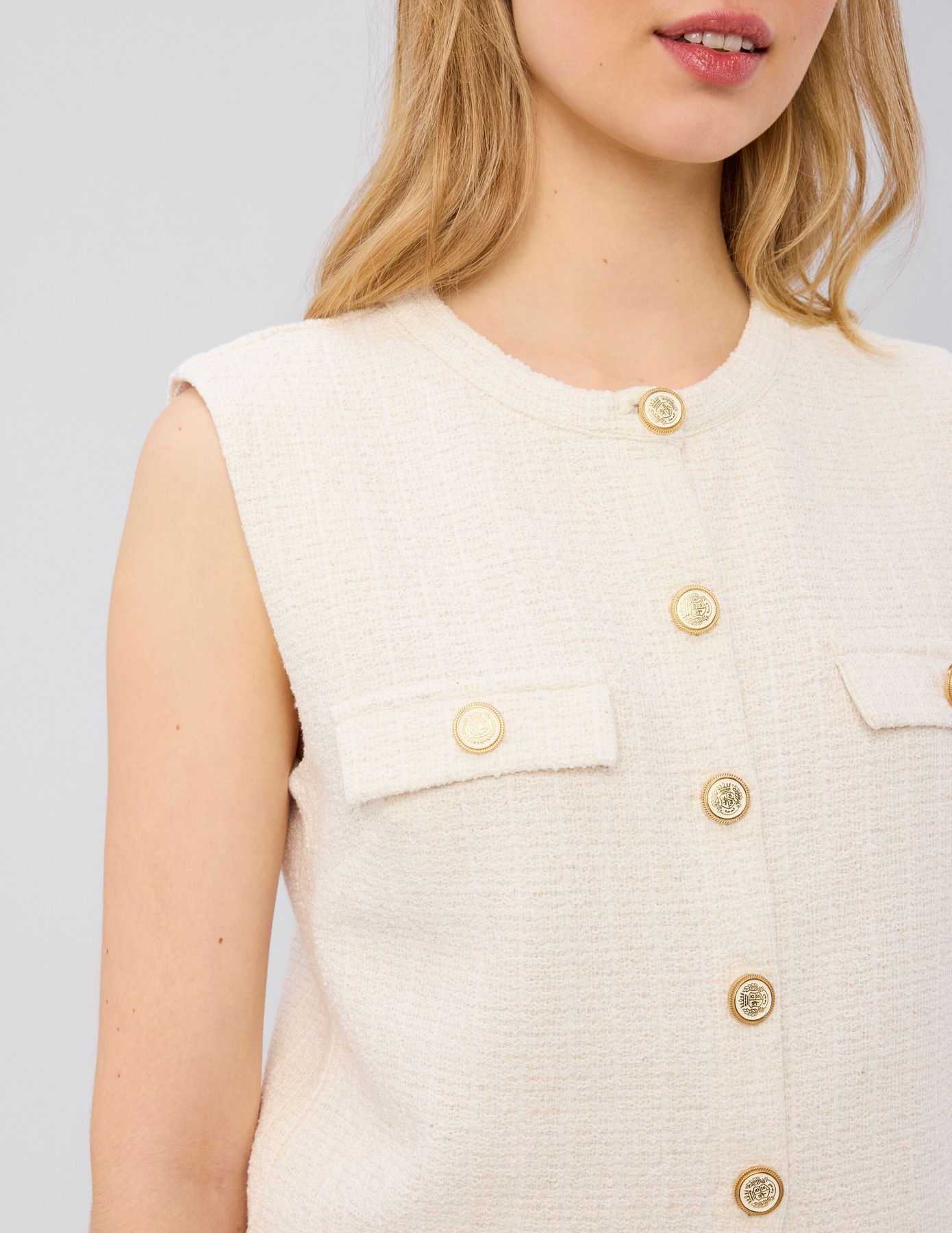 Top sans manches effet tweed