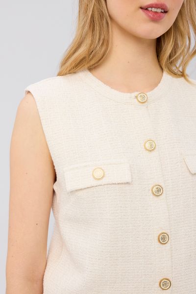 Top sans manches effet tweed