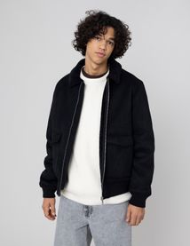 Blouson zipp&eacute; peau retourn&eacute;e