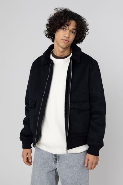 Blouson zippé peau retournée