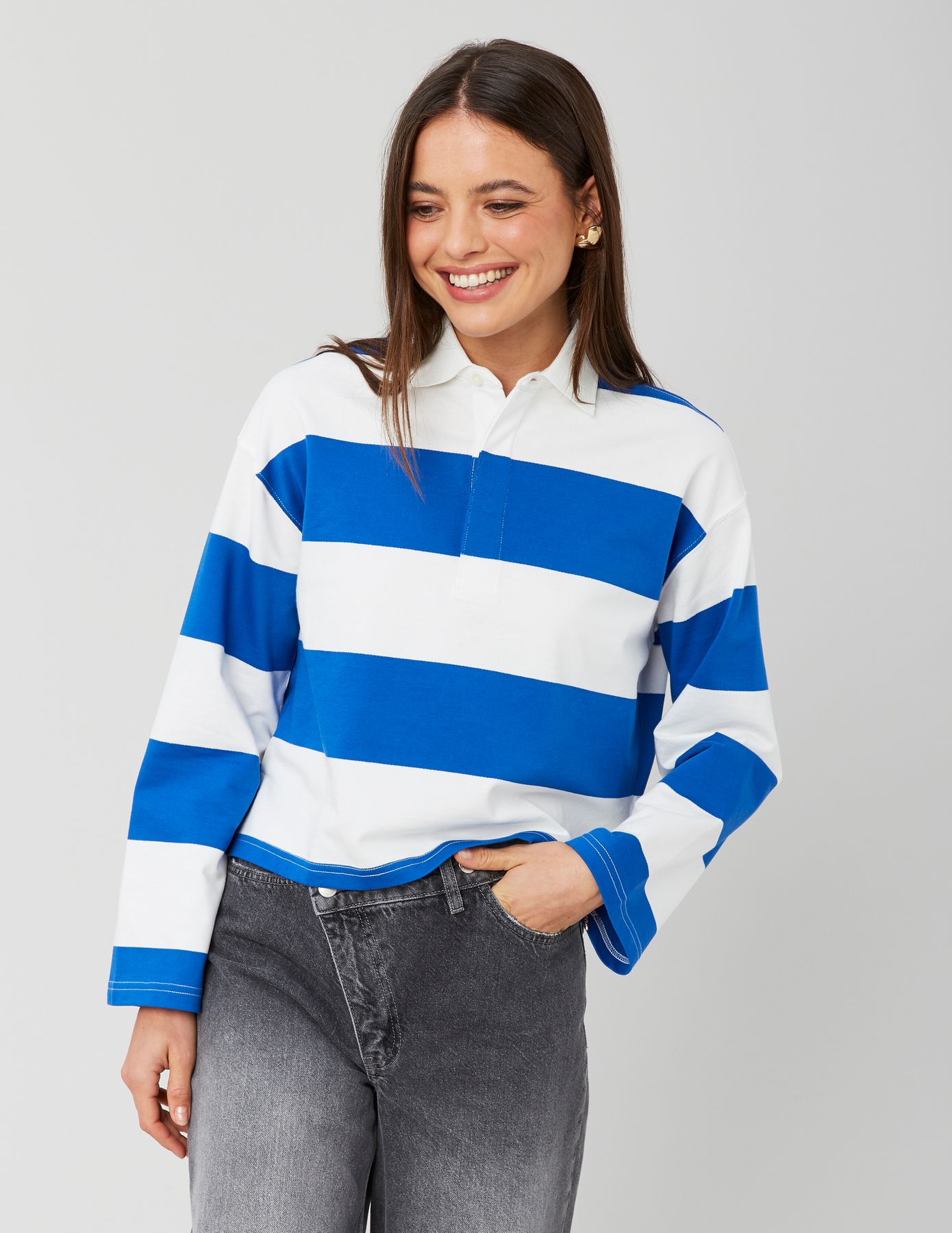 T-shirt col polo rayé