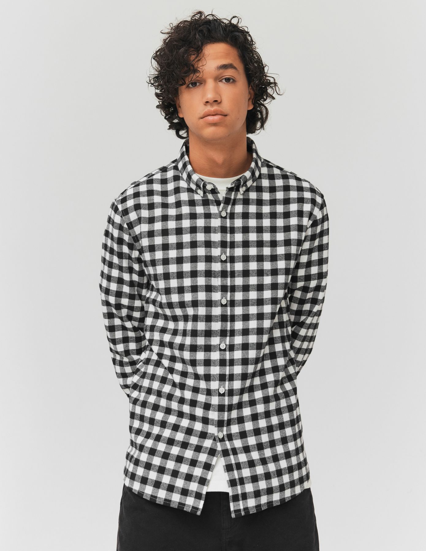 Chemise droite à carreaux