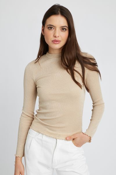 T-shirt col montant pailleté