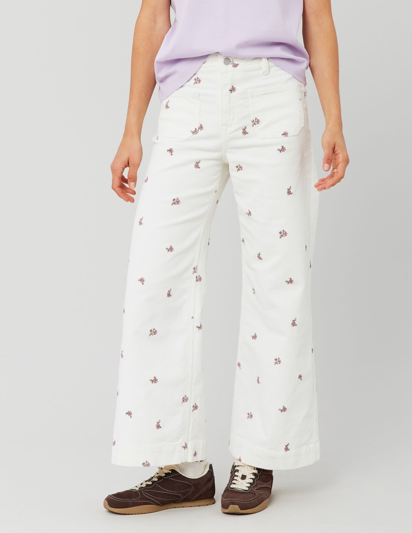 Pantalon en velours brodé