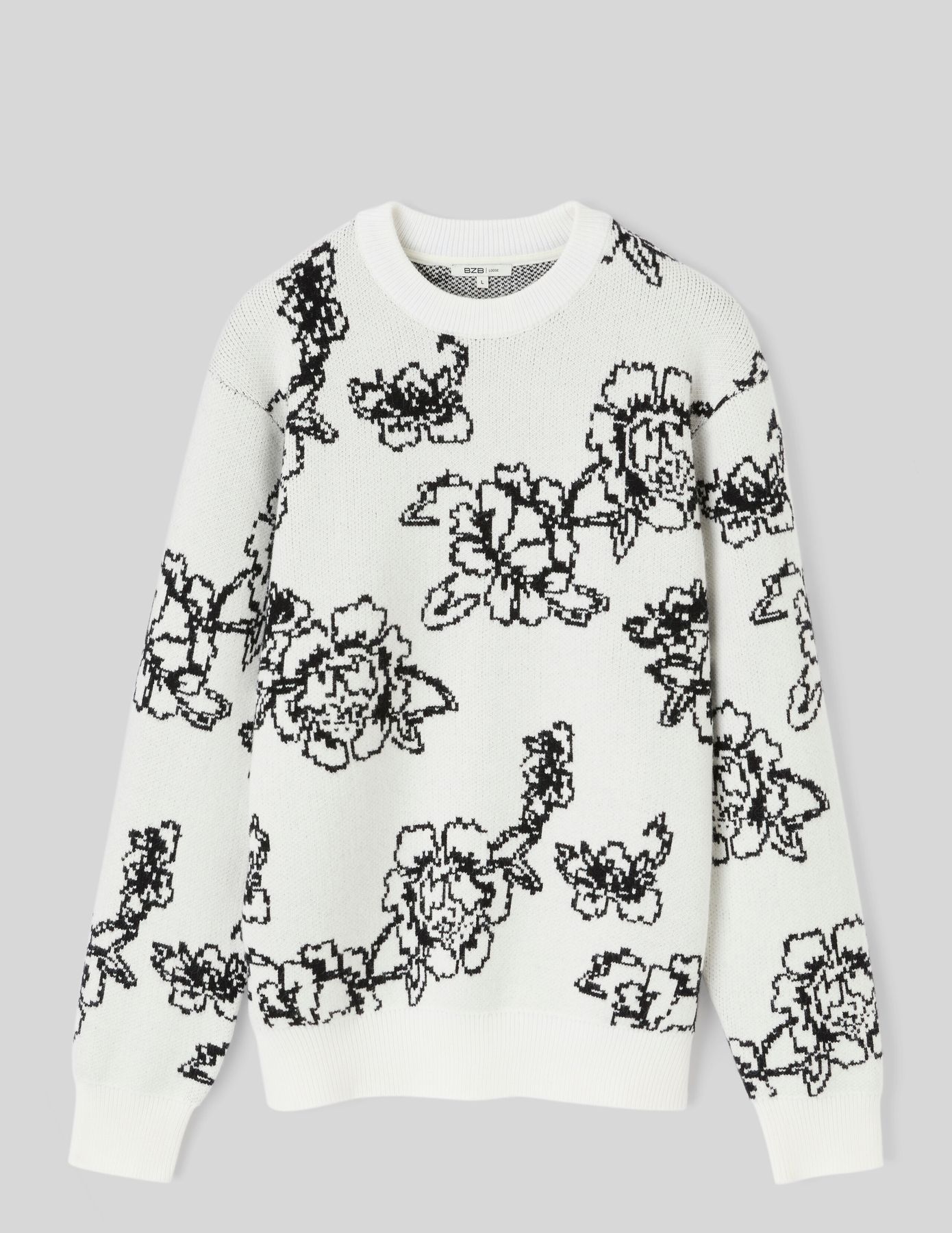 Pull jacquard fleurs