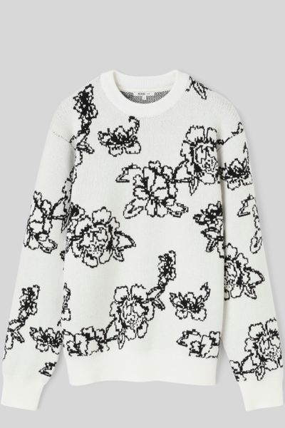 Pull jacquard fleurs