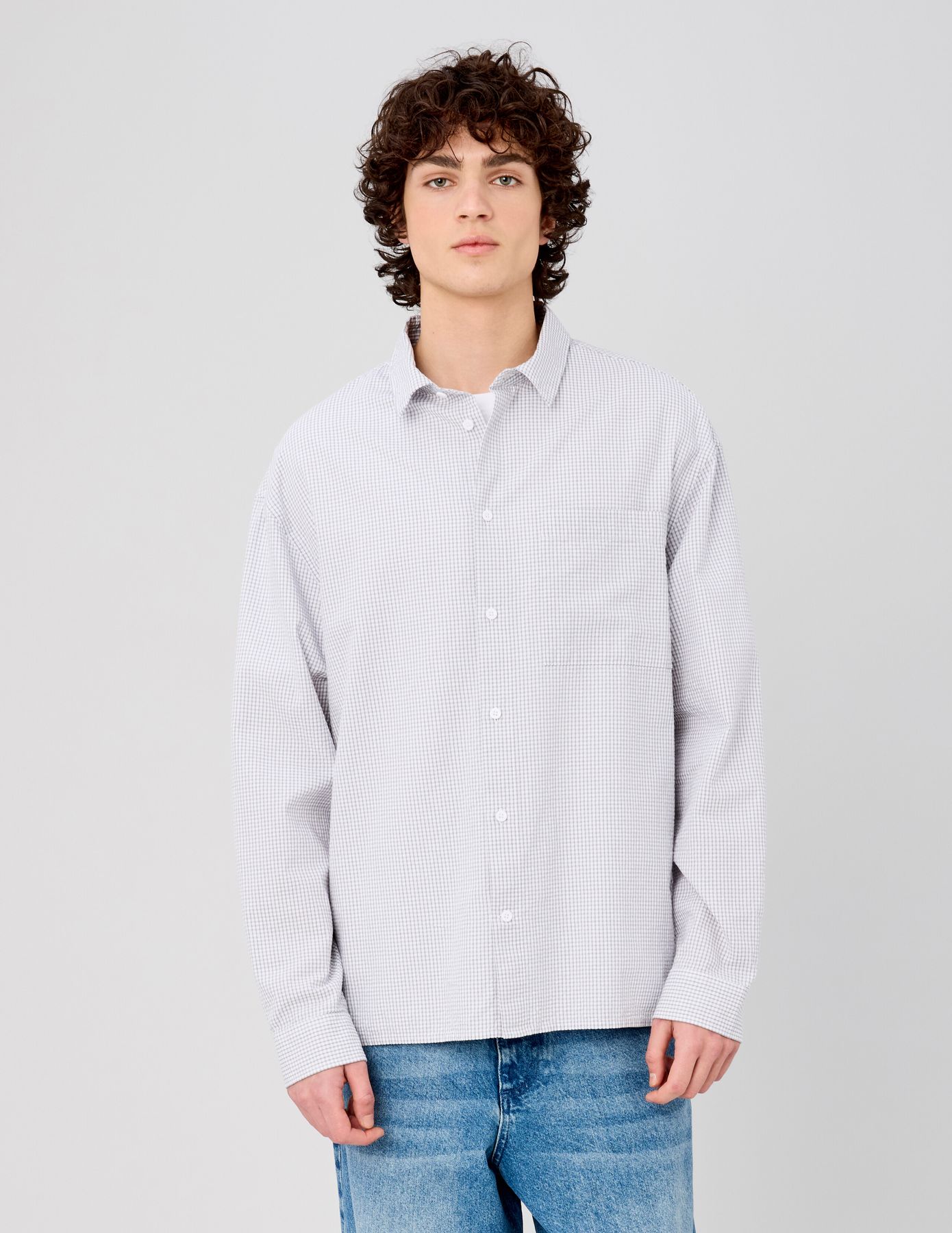 Chemise &agrave; carreaux seersucker