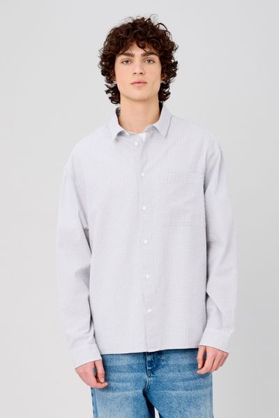 Chemise &agrave; carreaux seersucker