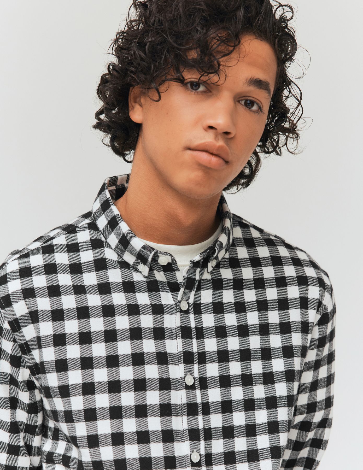 Chemise droite à carreaux